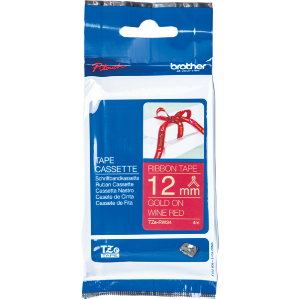 CINTA BROTHER TZE-RW34 DORADO/VINO TINTO 12MM 4MTS H110 - Imagen 2